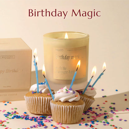 Birthday Magic Scented Candle – 10 oz, 40-50 Hour Burn | Champagne & Cake | Gifts for Women