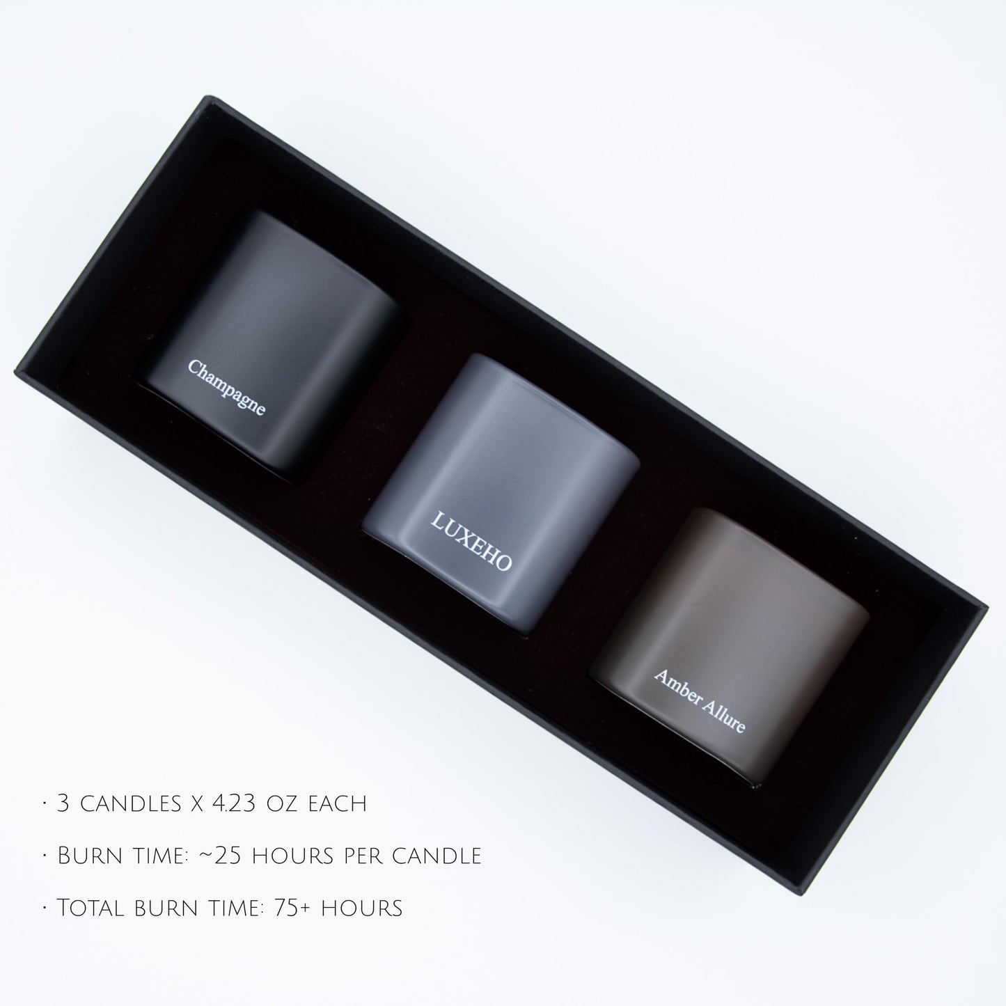 Luxury Scented Candle Gift Set 3-Pack | Champagne, Sandalwood & Amber | Clean Soy Wax