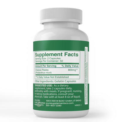 Pure Original Chanca Piedra Capsules (100) — No Additives, Lab Verified