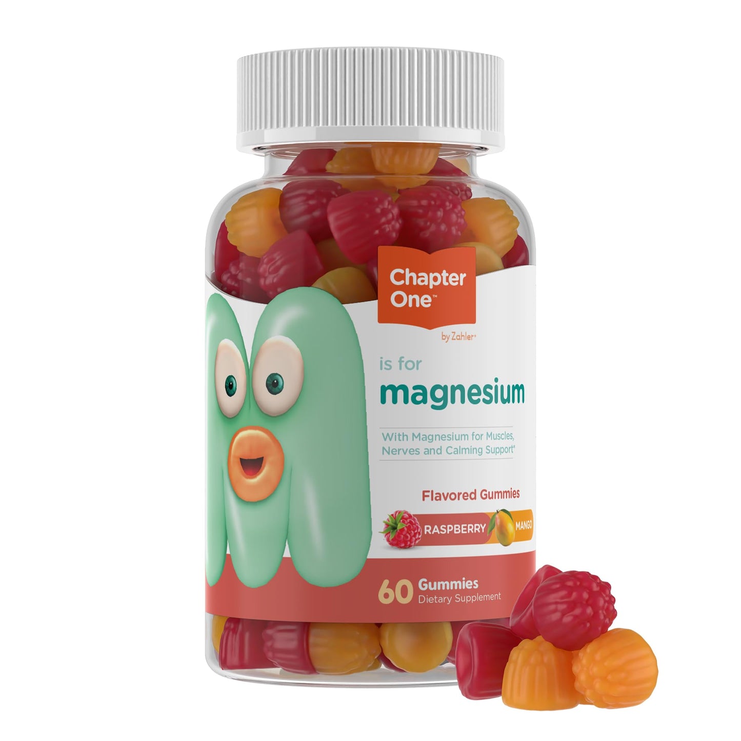 Chapter One Magnesium Gummies – Raspberry & Mango, 60 Gummies, Kosher
