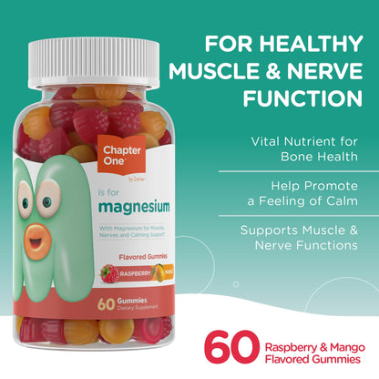 Chapter One Magnesium Gummies – Raspberry & Mango, 60 Gummies, Kosher