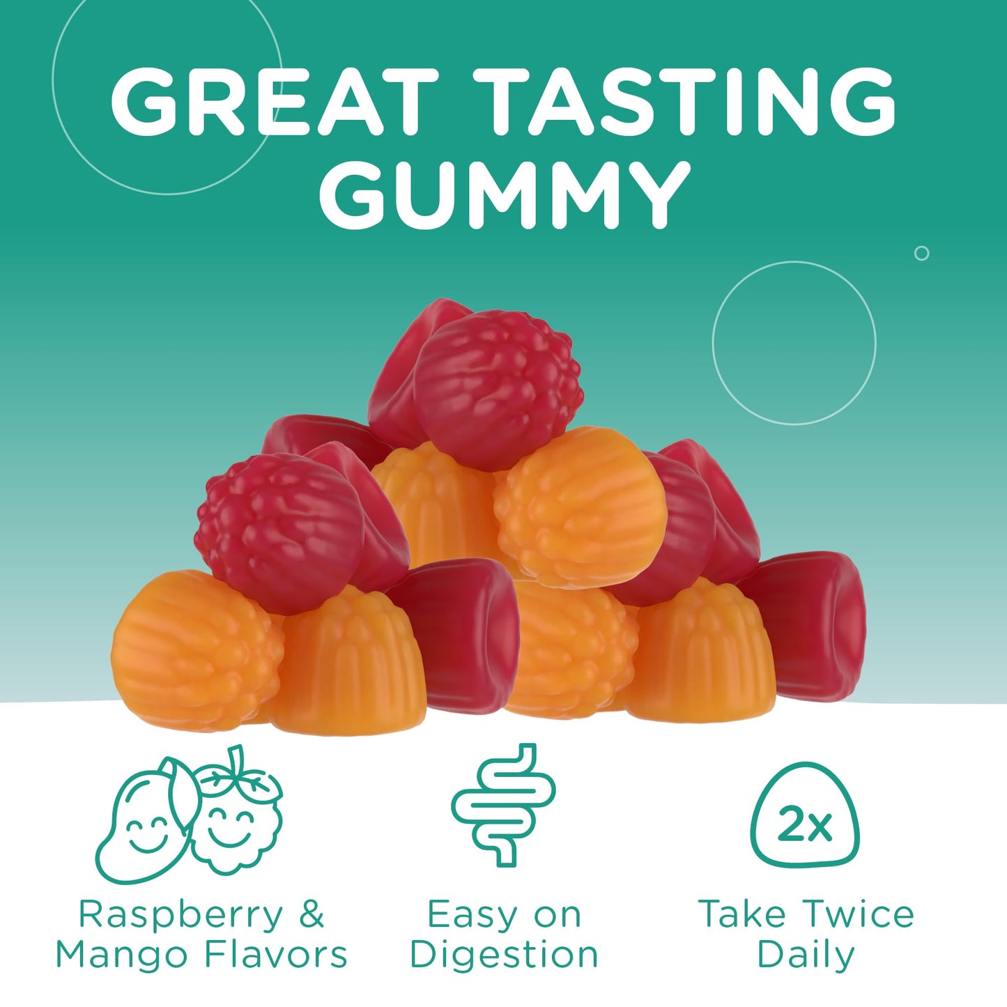 Chapter One Magnesium Gummies – Raspberry & Mango, 60 Gummies, Kosher