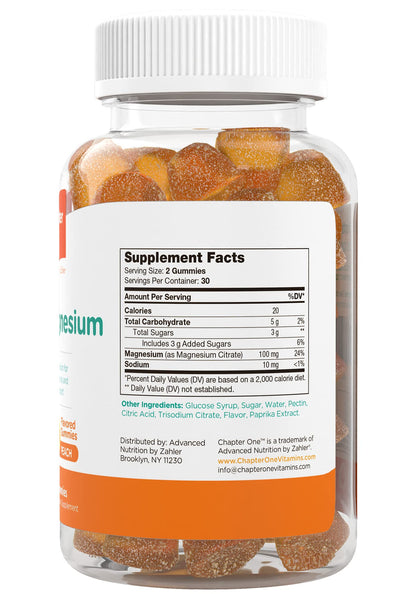 Chapter One Magnesium Gummies – Great Tasting Peach Magnesium Citrate for Kids, Calm & Relaxation, Kosher