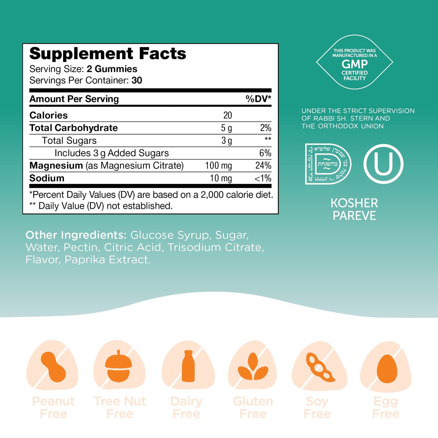 Chapter One Magnesium Gummies – Great Tasting Peach Magnesium Citrate for Kids, Calm & Relaxation, Kosher