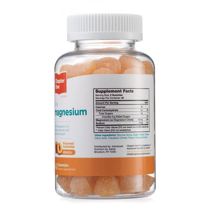 Chapter One Magnesium Gummies – Great Tasting Peach Magnesium Citrate for Kids, Calm & Relaxation, Kosher