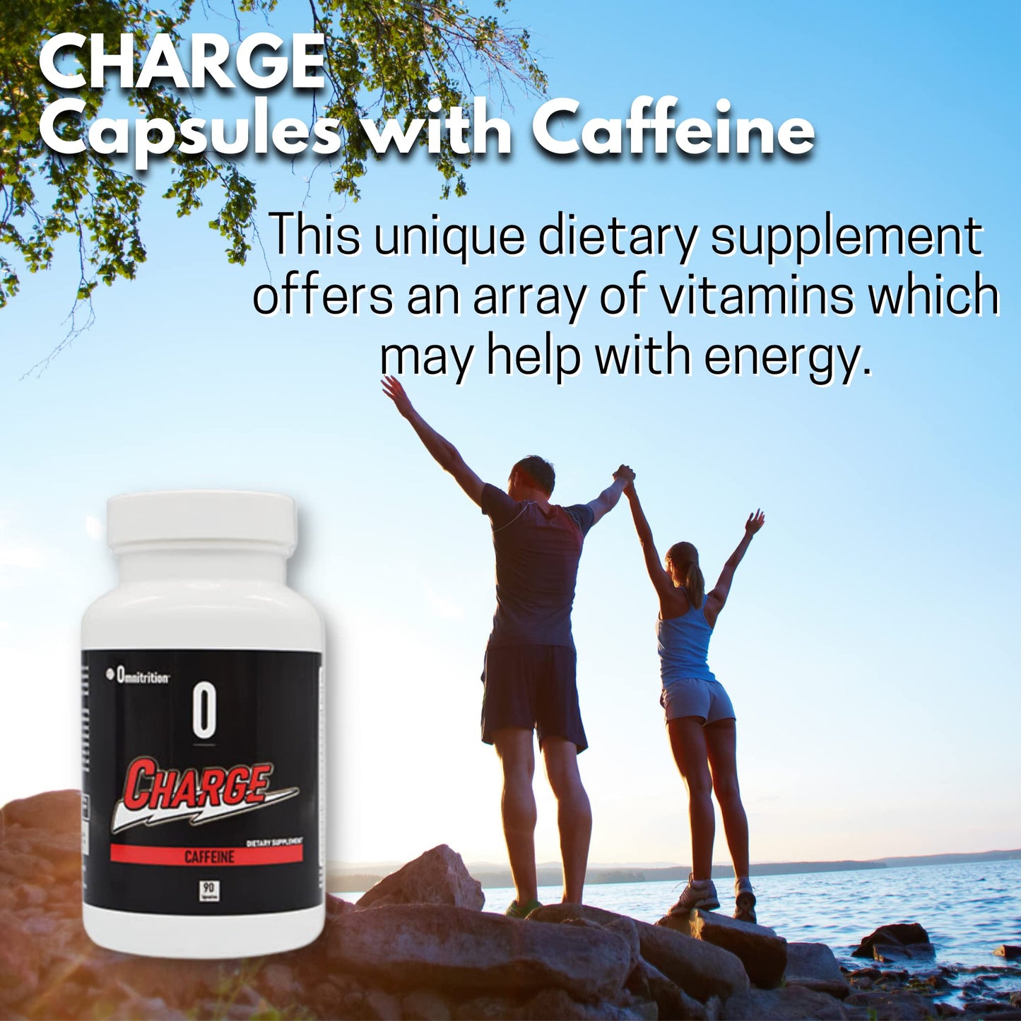 Charge Capsules with Caffeine Dietary Supplement - 90 Capsules | Omnitrition