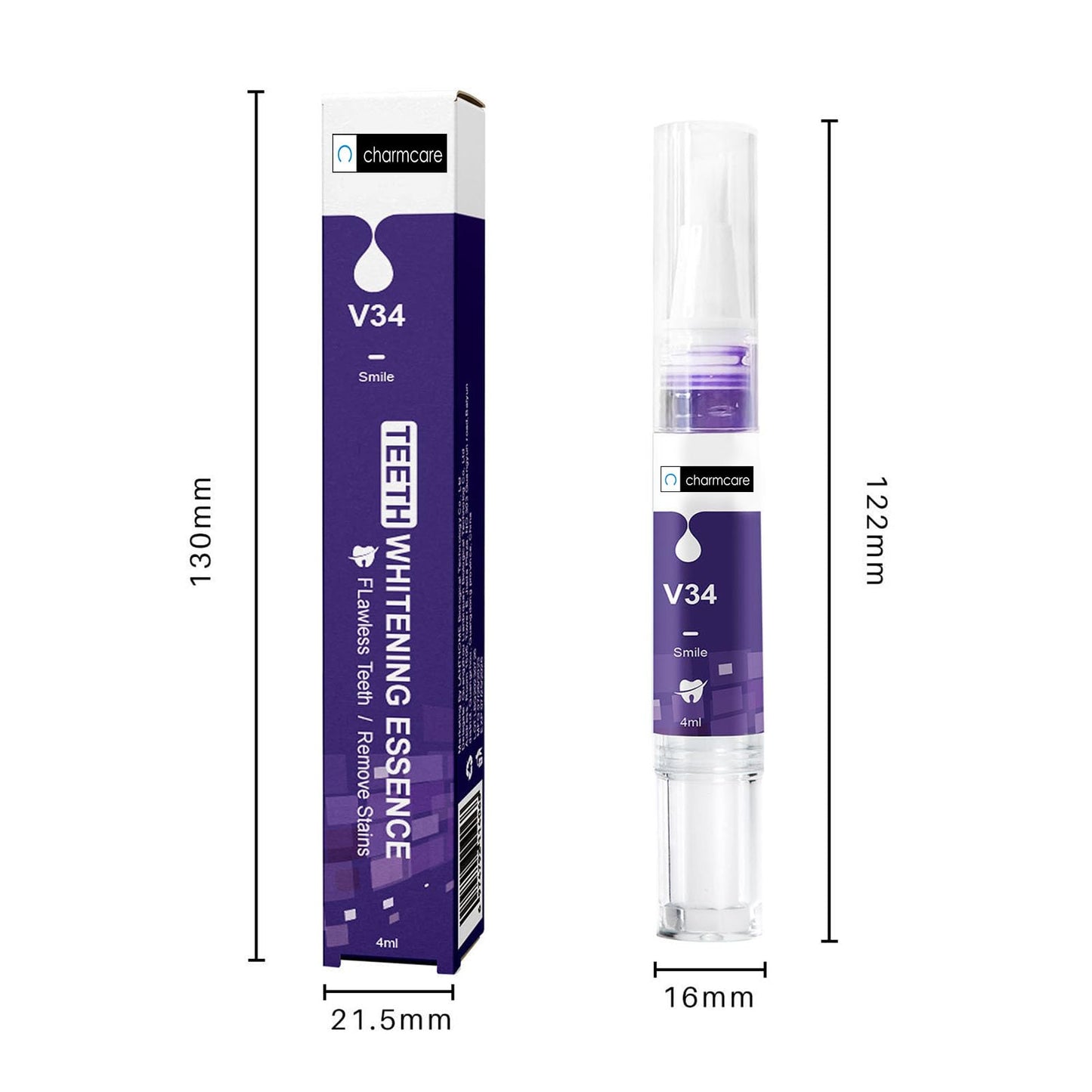 CharmCare Teeth Whitening Gel Pen - Color Correcting, No Sensitivity, Travel-Friendly (2PCS)