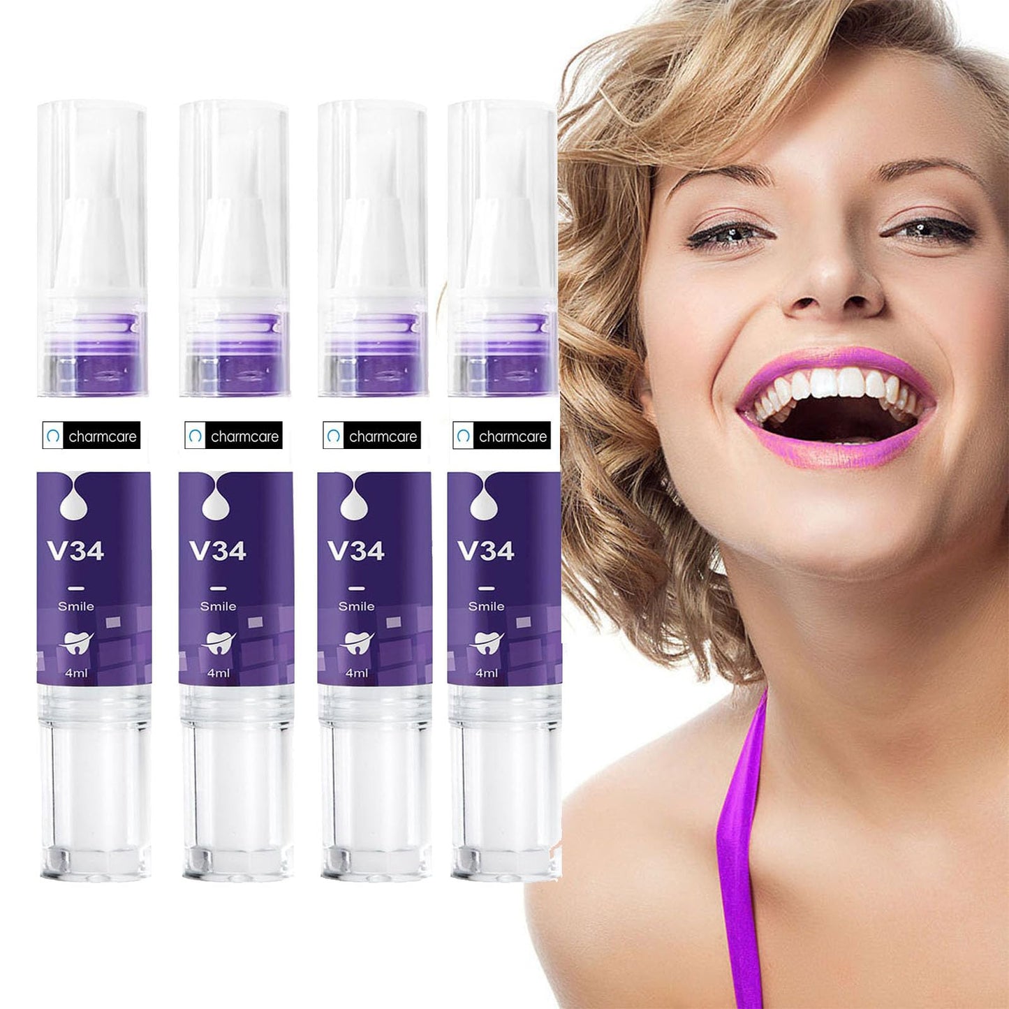 CharmCare Teeth Whitening Gels Pen – Color Correcting, No-Sensitivity (4PCS)
