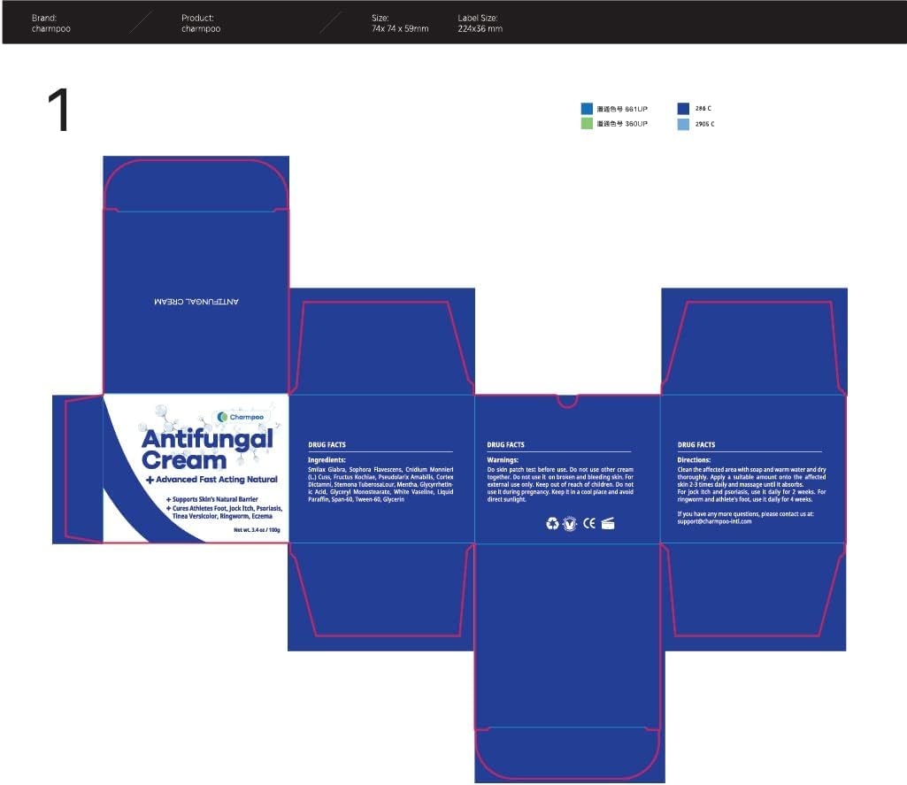 CHARMPOO Antifungal Cream for Itchy Skin Relief — Extra Strength Ringworm & Athlete's Foot Treatment (3.4 oz)