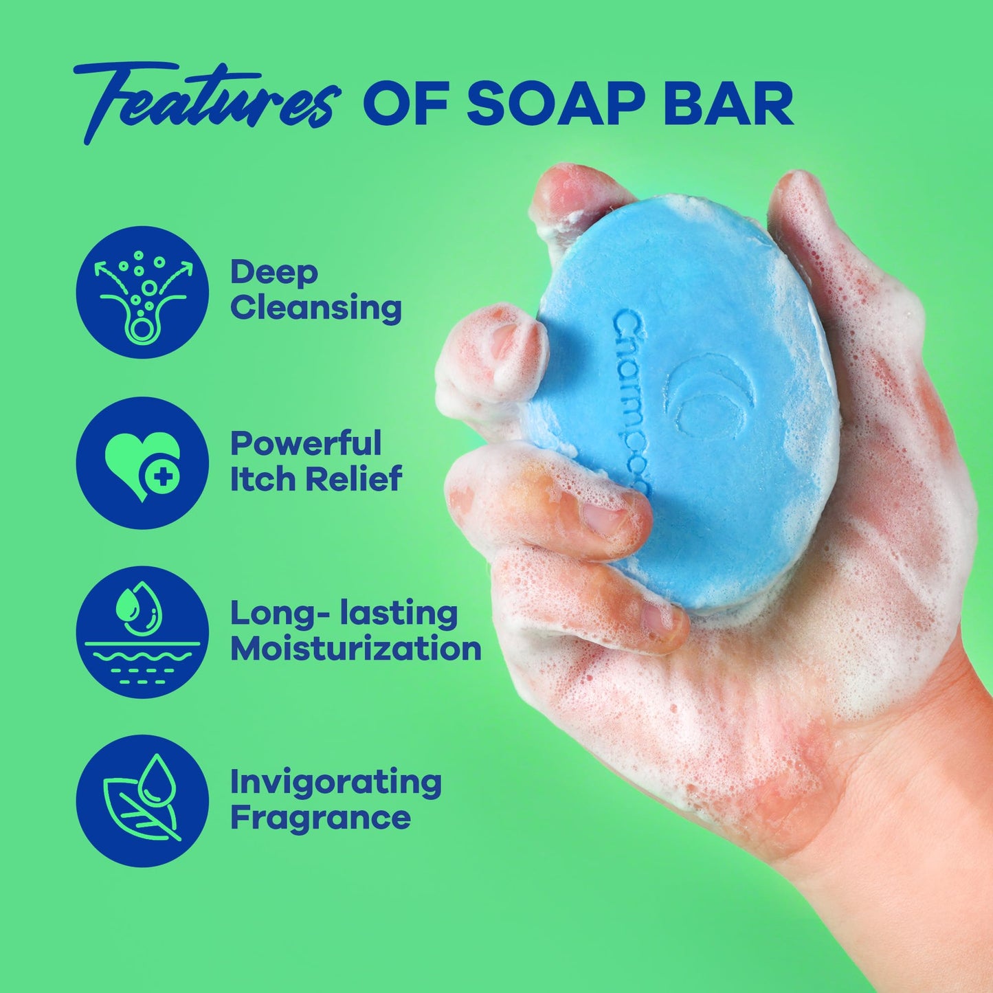 CHARMPOO Antifungal Soap Bar for Itchy Skin — Relieve Athletes Foot & Fungal Discomfort, Moisturizing & pH-Balanced (4.5 oz)
