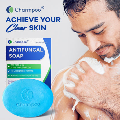 CHARMPOO Antifungal Soap Bar for Itchy Skin — Relieve Athletes Foot & Fungal Discomfort, Moisturizing & pH-Balanced (4.5 oz)