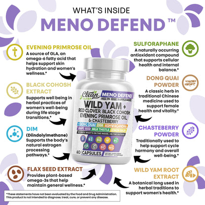 Clean Nutra Wild Yam Root Capsules for Women's Hormone Balance - Pre and Post Menopause Support