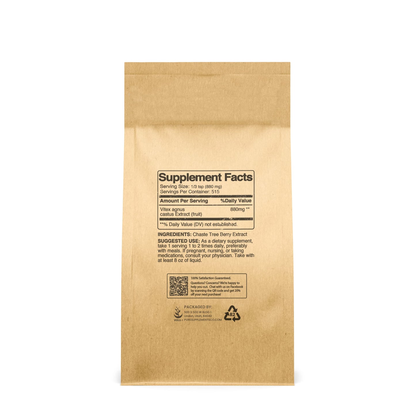Pure Original Chasteberry Extract 1lb – Vitex Agnus-Castus, Non-GMO