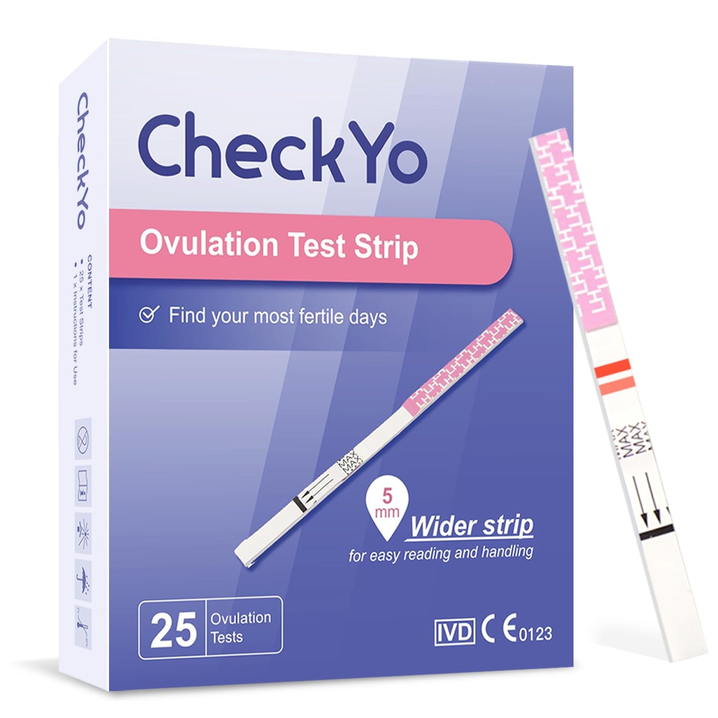 CheckYo 25 Pack Ovulation Test Strips – Accurate LH Surge Predictor Kit