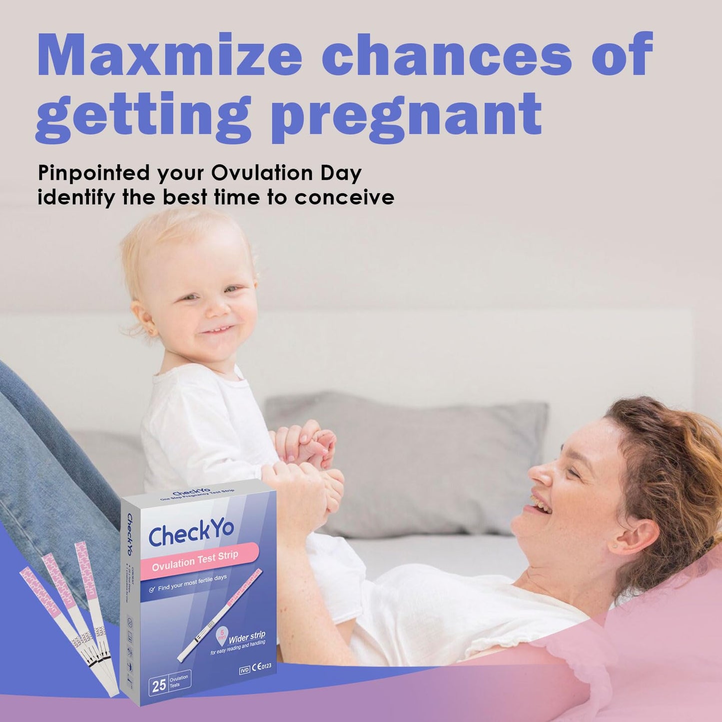 CheckYo 25 Pack Ovulation Test Strips – Accurate LH Surge Predictor Kit