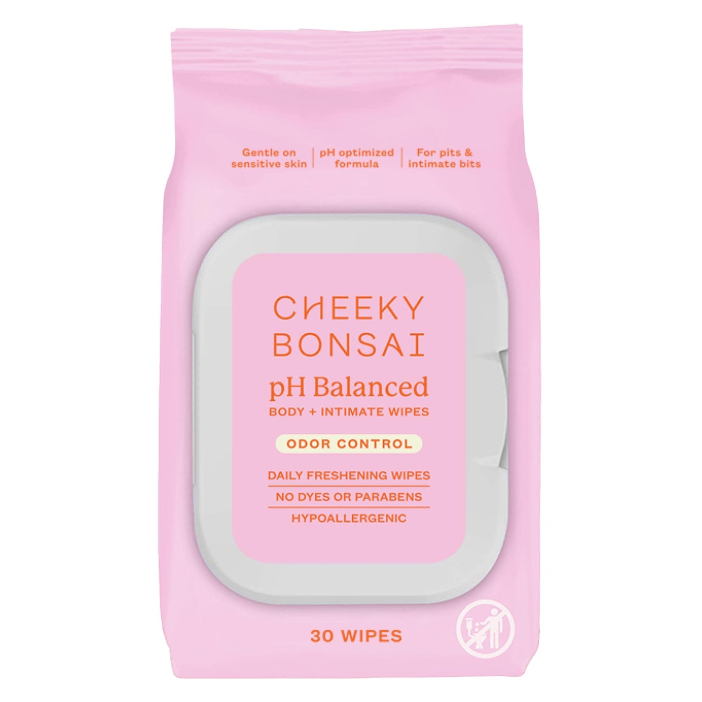 Cheeky Bonsai pH Balanced Feminine Wipes – Odor Control, Sensitive-Skin Friendly (30 Count)