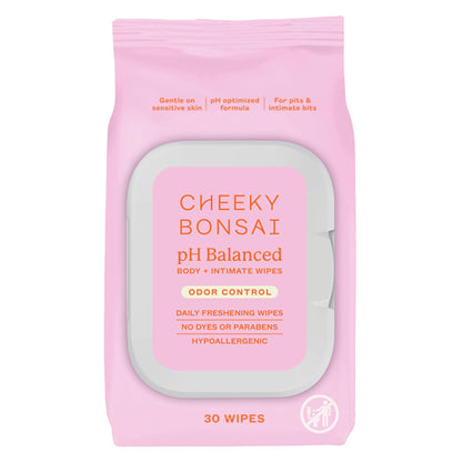 Cheeky Bonsai pH Balanced Feminine Wipes – Odor Control, Sensitive-Skin Friendly (30 Count)