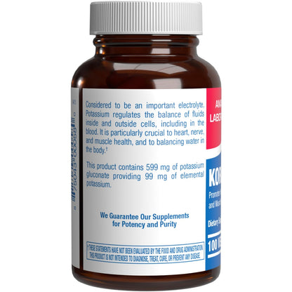 Chelated Potassium Gluconate - High Absorption Potassium for Fluid Balance & Heart Support | Vegan, Non-GMO, Made in USA - 100 Servings