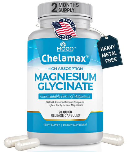 Chelamax Magnesium Glycinate | Dead Sea Sourced, 200mg Elemental Mg | Sleep & Muscle Health