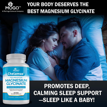 Chelamax Magnesium Glycinate | Dead Sea Sourced, 200mg Elemental Mg | Sleep & Muscle Health