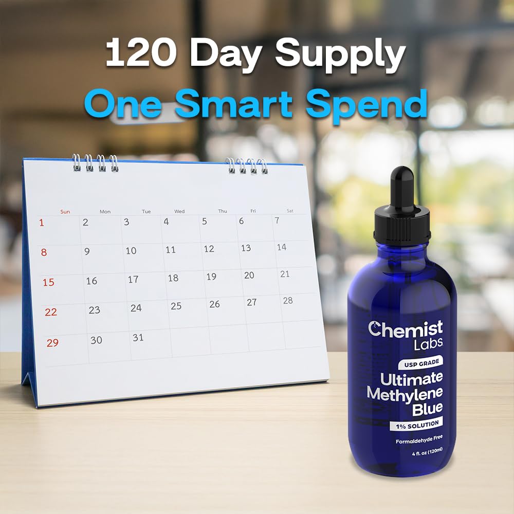 Chemist Labs 1% Methylene Blue Drops – Pharmaceutical Grade, USP, 4oz, USA