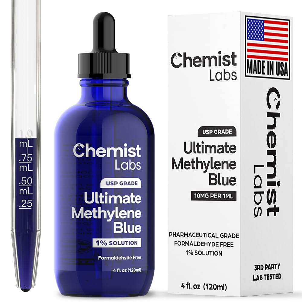 Chemist Labs 1% Methylene Blue Drops – Pharmaceutical Grade, USP, 4oz, USA