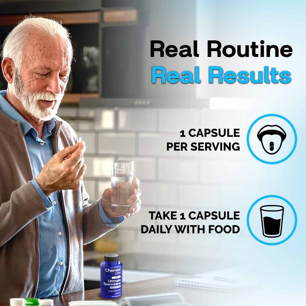 Chemist Labs Spermidine Supplements – 100x Formula, 10 mg/capsule, 120 Servings, Vegan, 3rd-Party Tested