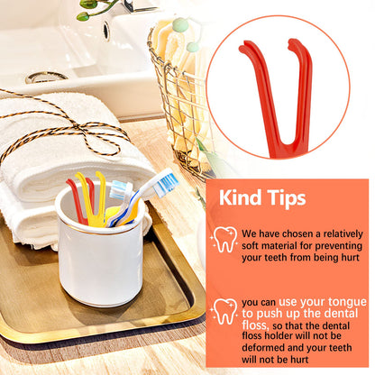 Chengu 4-Piece Dental Floss Holder – Reusable Flosser, Flossmate Handle (Red & Yellow)