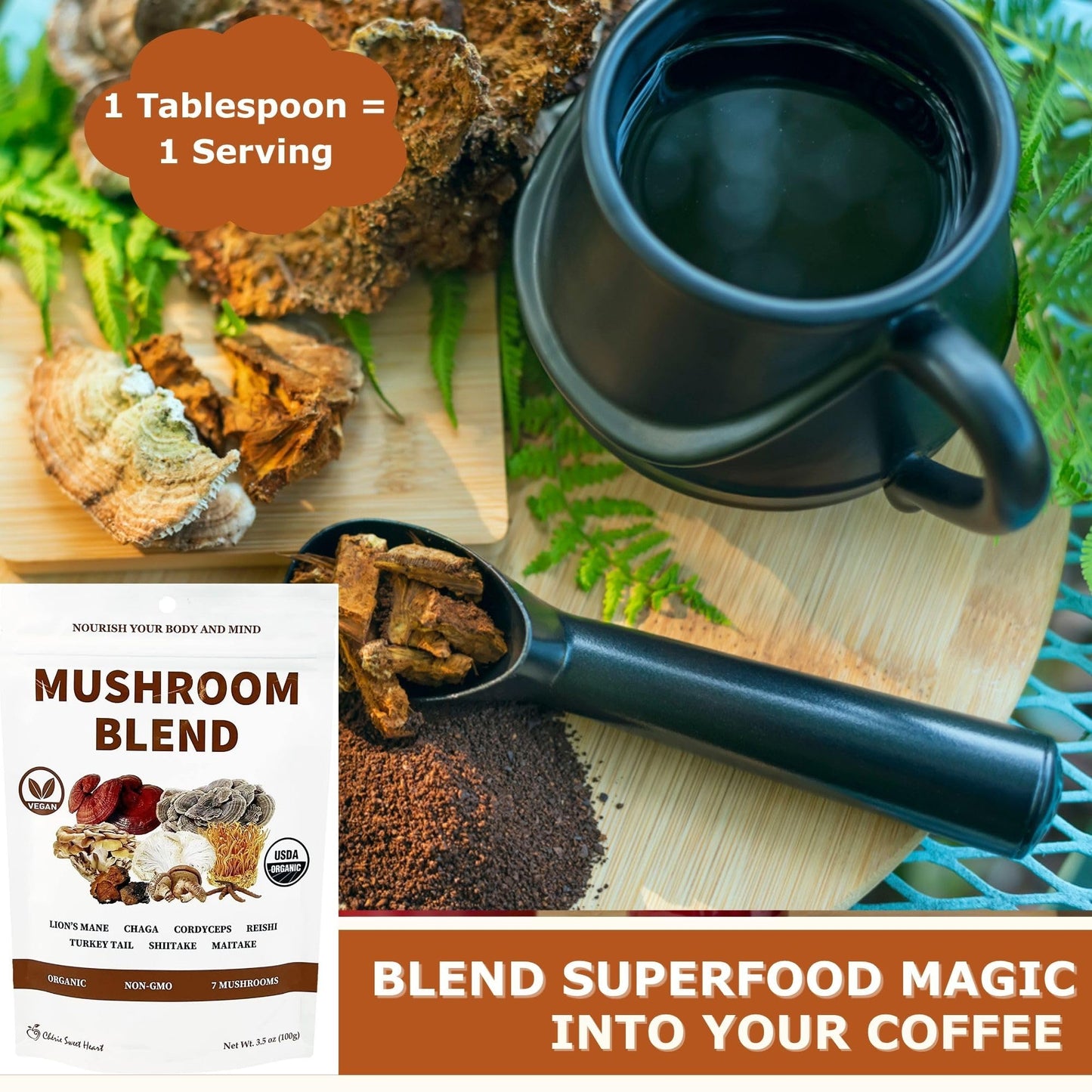 Cherie Sweet Heart 7 Mushroom Extract Powder – Organic Superfood