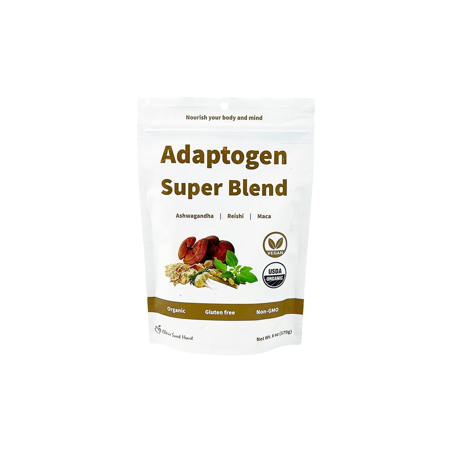 Cherie Sweet Heart Adaptogen Super Blend – Organic Maca, Reishi, Ashwagandha (6 oz)