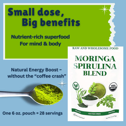 Chérie Sweet Heart Organic Moringa & Spirulina Superfood Blend – 6 oz | USDA Organic, Non-GMO, Vegan, Gluten-Free