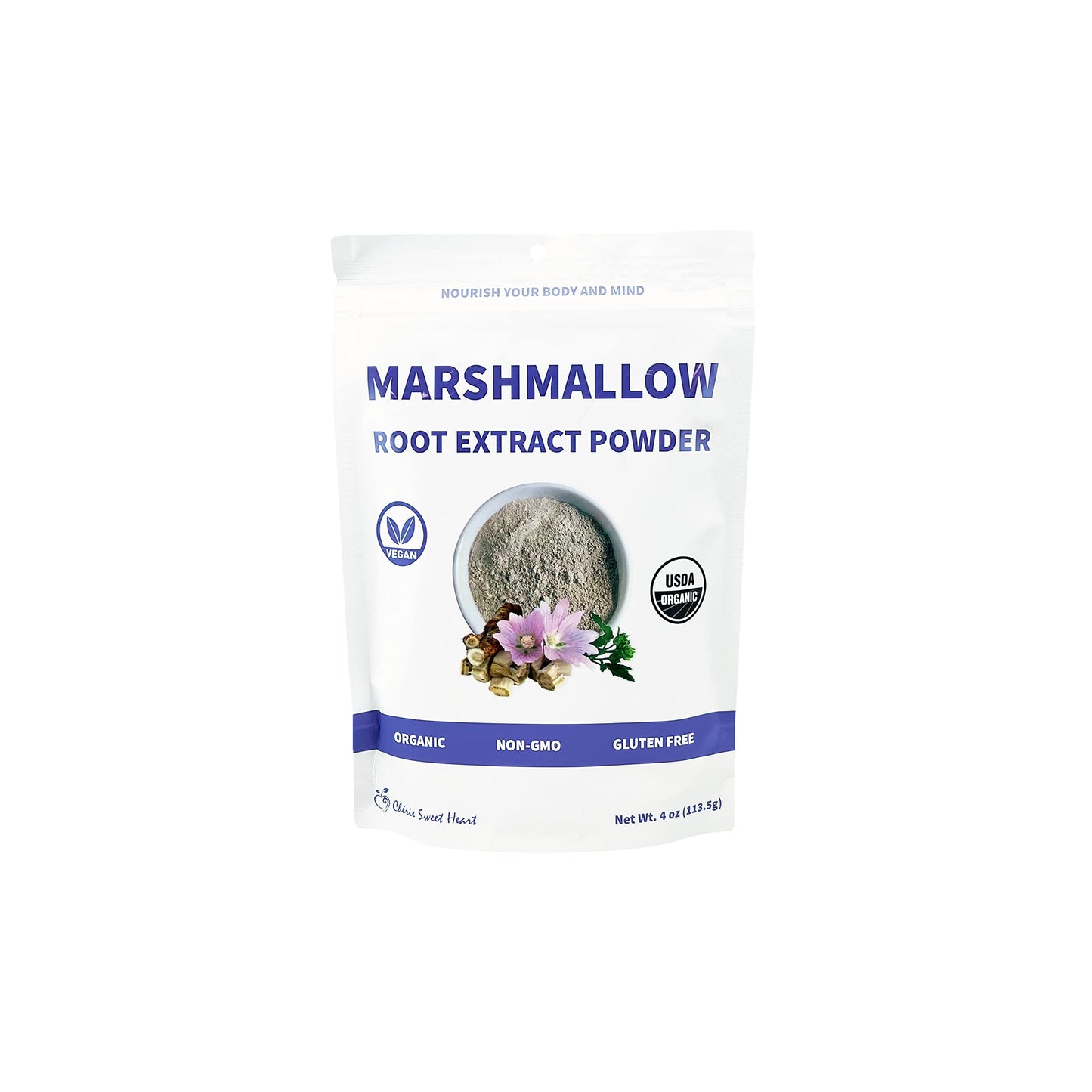 Chérie Sweet Heart USDA Organic Marshmallow Root Powder – Filler Free, No GMOs, Vegan, 4 oz