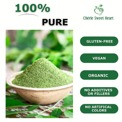 Chérie Sweet Heart Organic Moringa & Spirulina Superfood Blend – 6 oz | USDA Organic, Non-GMO, Vegan, Gluten-Free