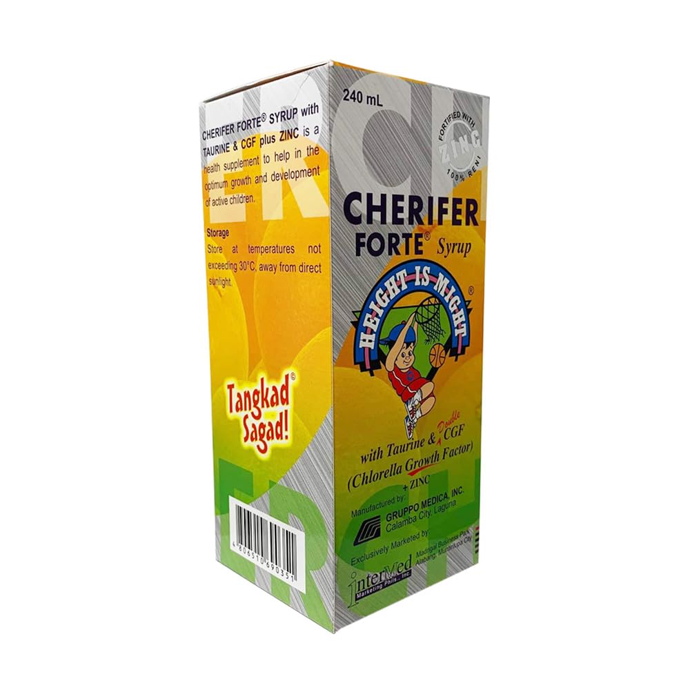 Cherifer Forte Syrup with Zinc, Taurine & CGF + Zinc Orange Flavor 240 ml