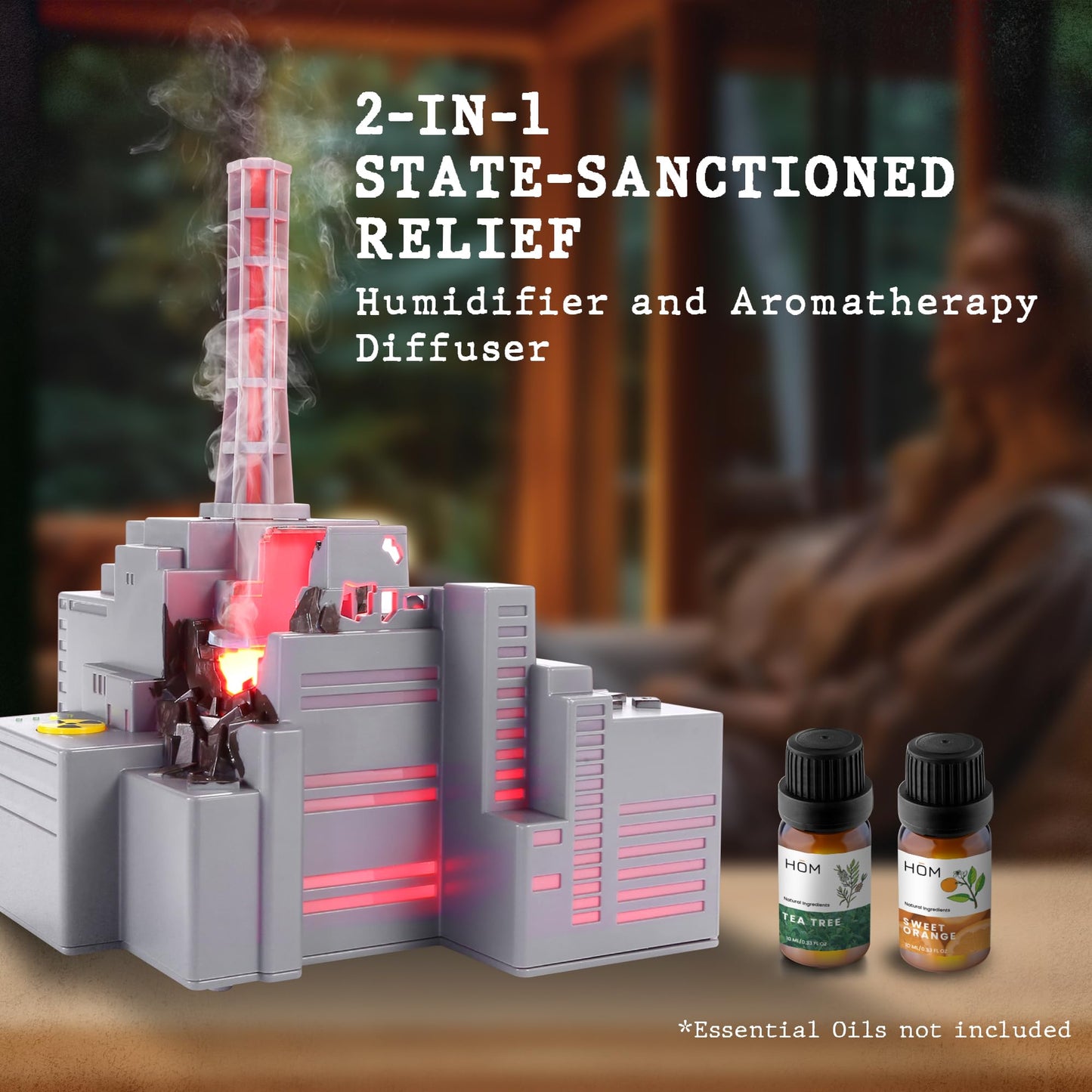 HOM Chernobyl Smart Diffuser & Humidifier – 250ML Ultrasonic Mist with 7 LED Lights, App Control, Auto Shut-Off