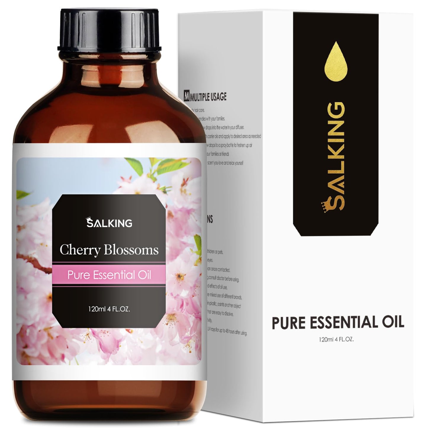 Cherry Blossom Essential Oil 120ml (4 Fl Oz) | SALKING Pure & Natural Fragrance Oils for Diffuser, Soap, Candle Making, Perfume