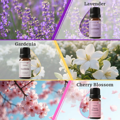 Floral Fragrance Oils 6x10ml – Aromtopia (Lavender, Rose, Gardenia, Neroli, Jasmine, Cherry Blossom)