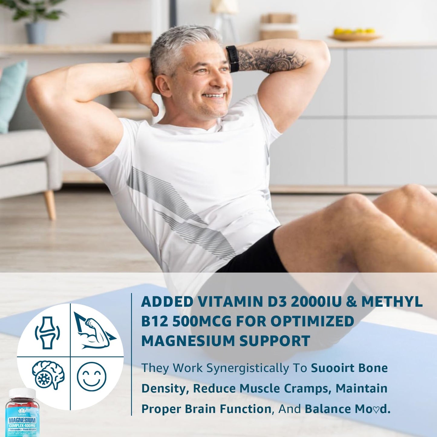 Magnesium Complex Gummies 400mg for Women & Men – 8 Forms, Sugar Free, Vegan