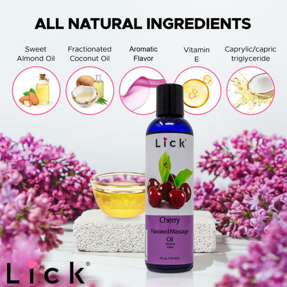 Cherry Flavored Massage Oil for Therapy – Aromatherapy & Vitamin E (4 oz)