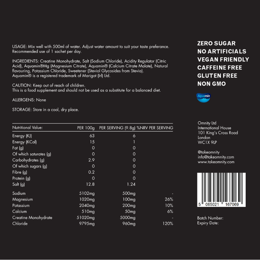 Omnity Electrolyte Hydration + Creatine Monohydrate Combo Sachets (Black Cherry)