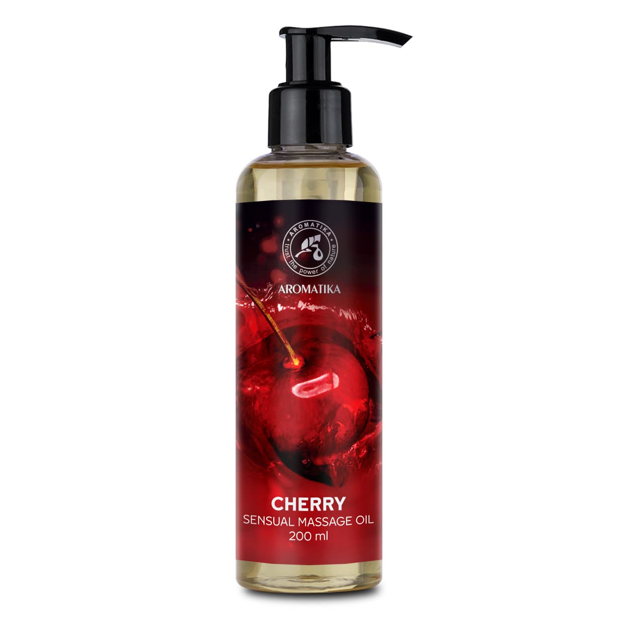 Cherry Sensual Massage Oil for Couples - Almond & Grapeseed Blend - 6.8 oz