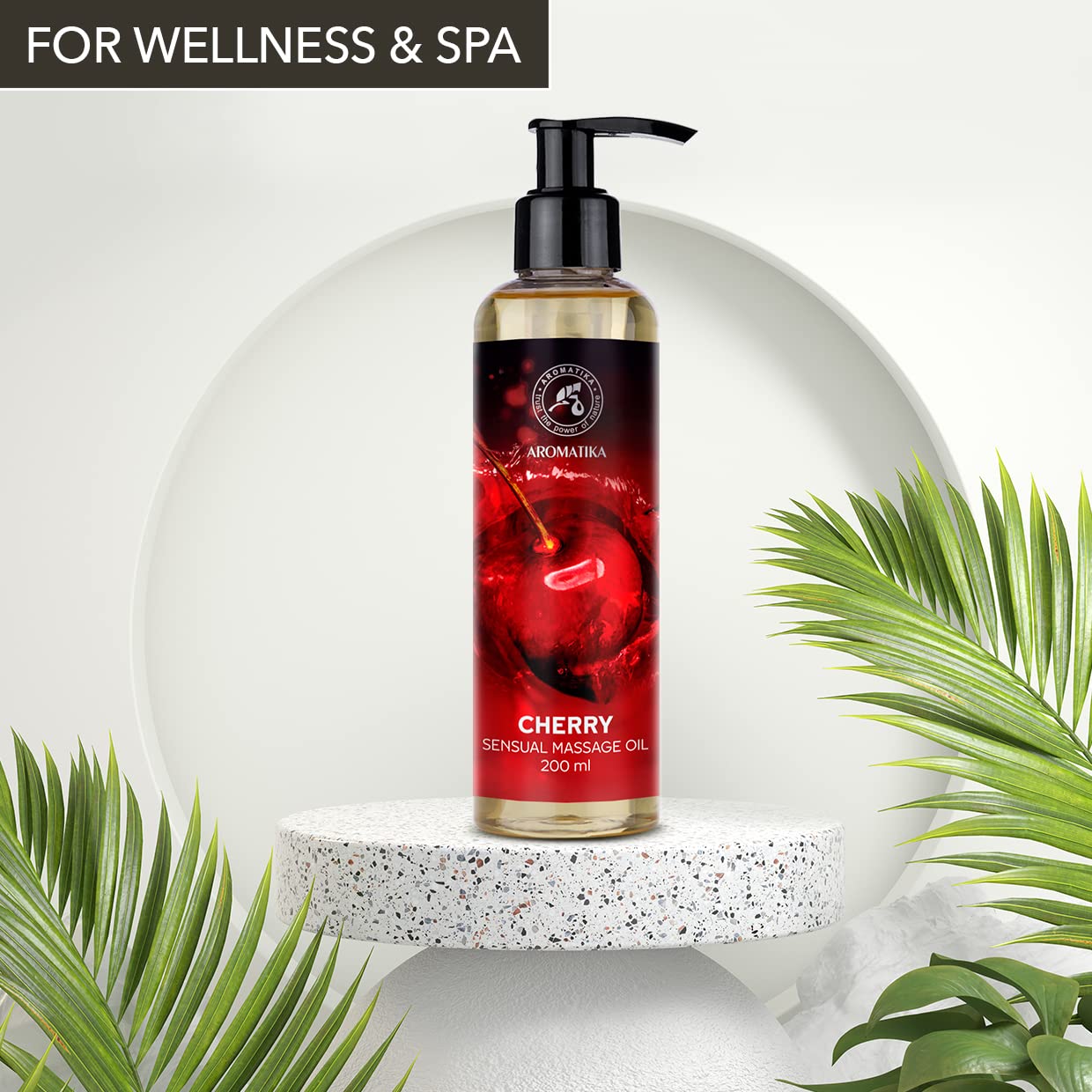 Cherry Sensual Massage Oil for Couples - Almond & Grapeseed Blend - 6.8 oz