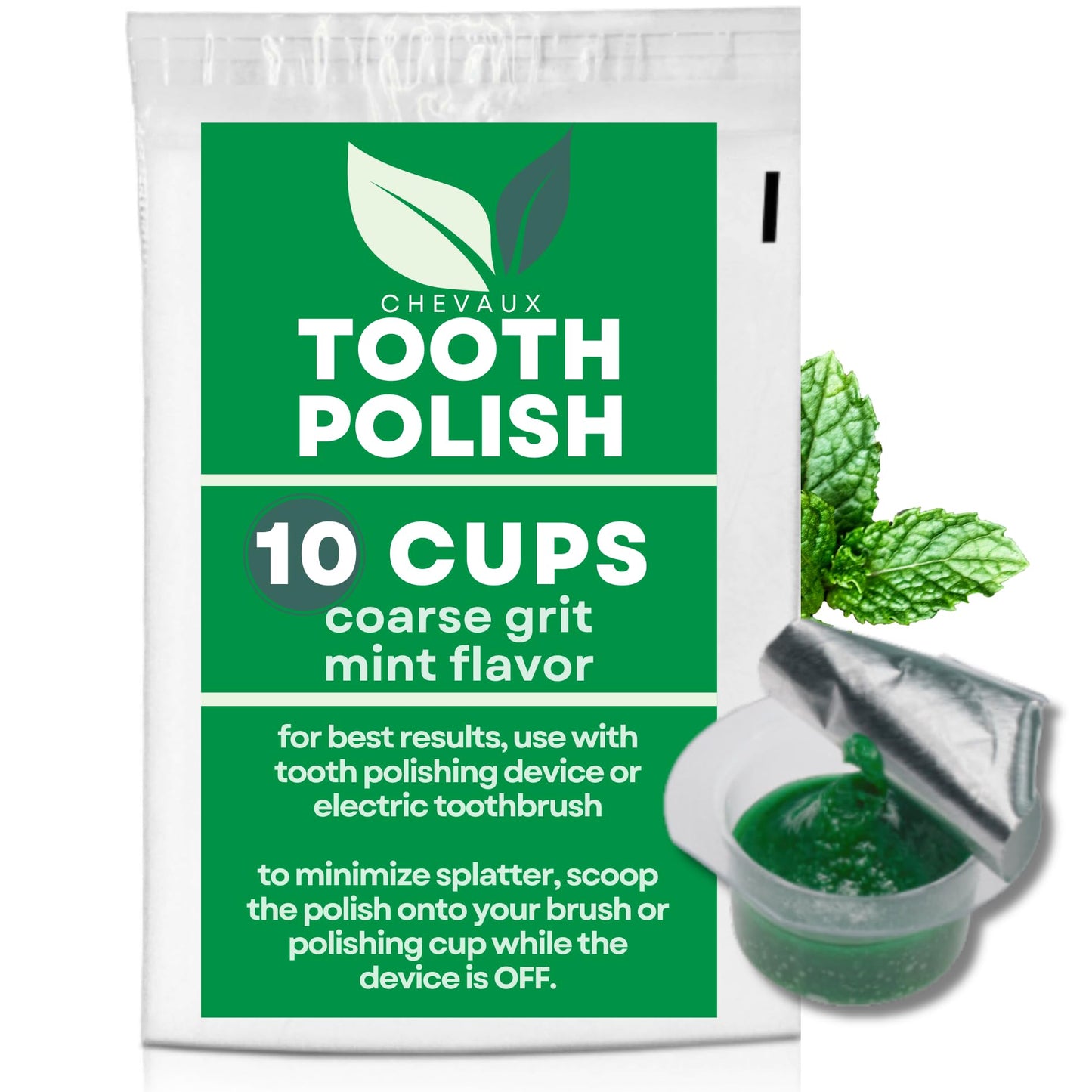 CHEVAUX Professional Strength Tooth Polish – Coarse Grit Mint (Pack of 10)