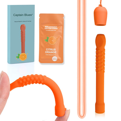 Chewable Silicone Aroma Sticks with Essential Oils for Stress Relief & Fresh Breath (Orange) – Improve Pen Biting & Smoking Habits