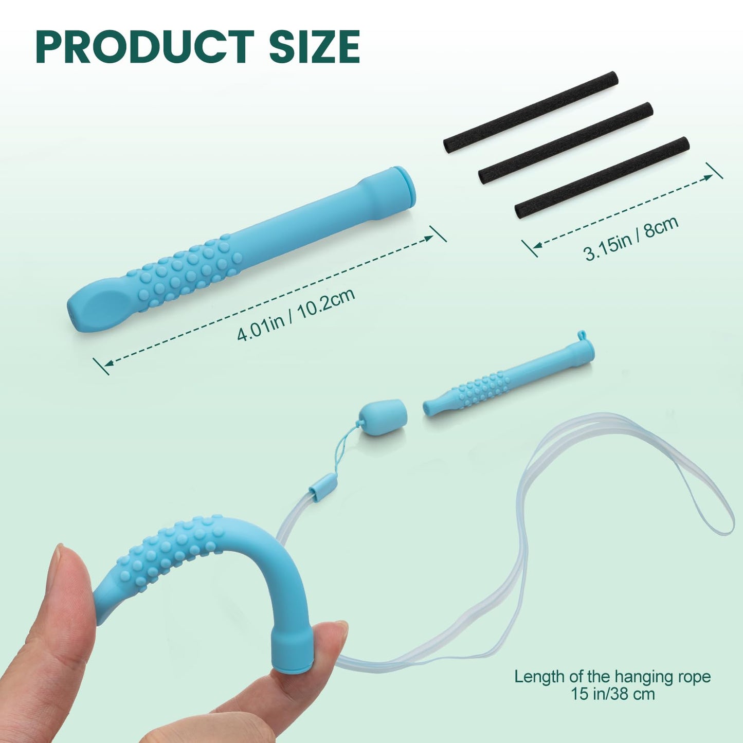 Chewable Silicone Aroma Sticks with Essential Oils – Stress Relief & Fresh Breath (Blue)