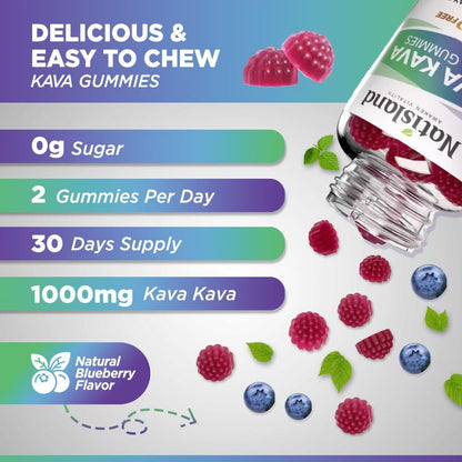Chewable Kava Kava Gummies with Ashwagandha & L-Theanine – 60 Count, Sugar-Free & Vegan