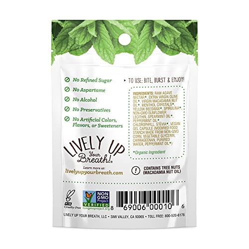 Chewable Liquid Filled Mint Capsule Breath Fresheners - 120 ct | Vegetarian Formula