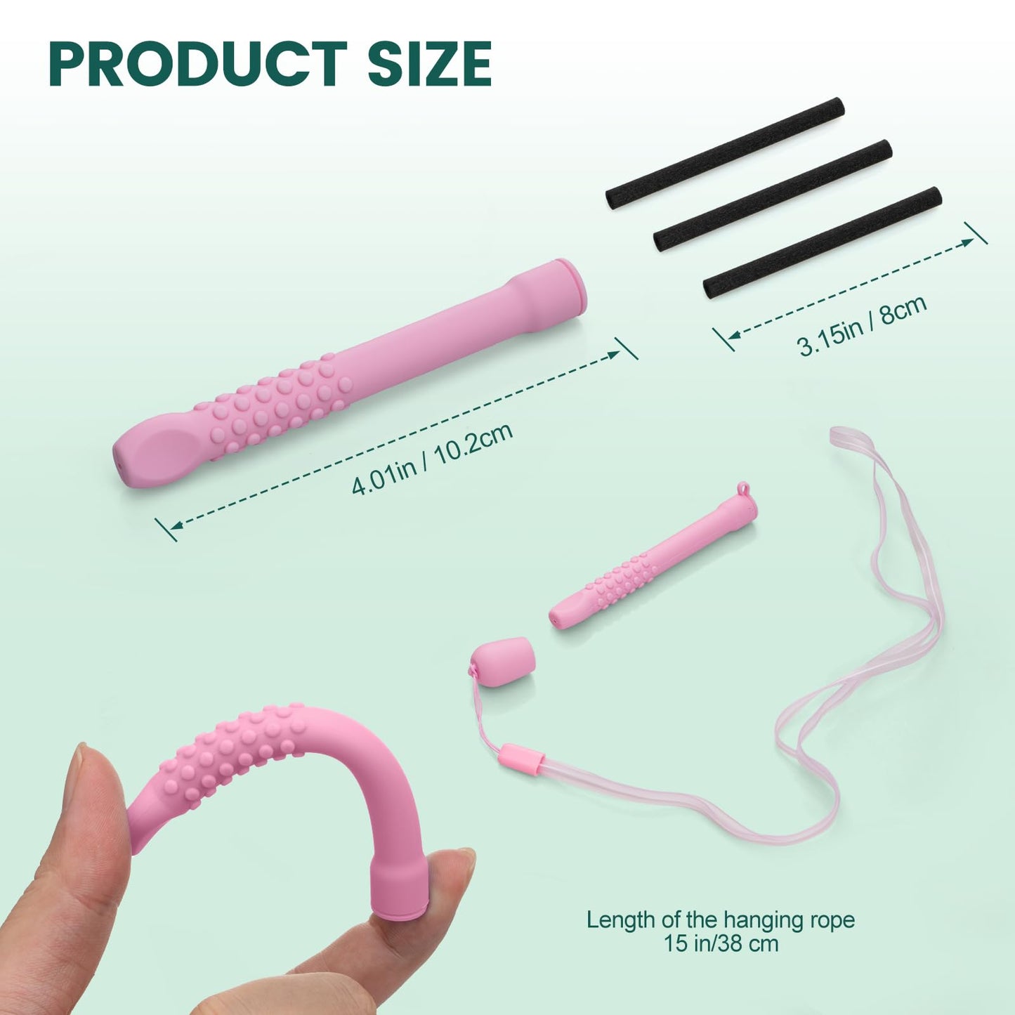 Chewable Silicone Aroma Sticks with Essential Oils – Stress Relief & Fresh Breath (Pink)