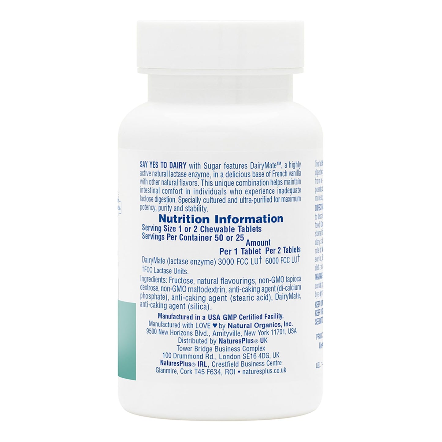 Natures Plus Say Yes to Dairy - 50 Chewable Lactase Enzyme Tablets