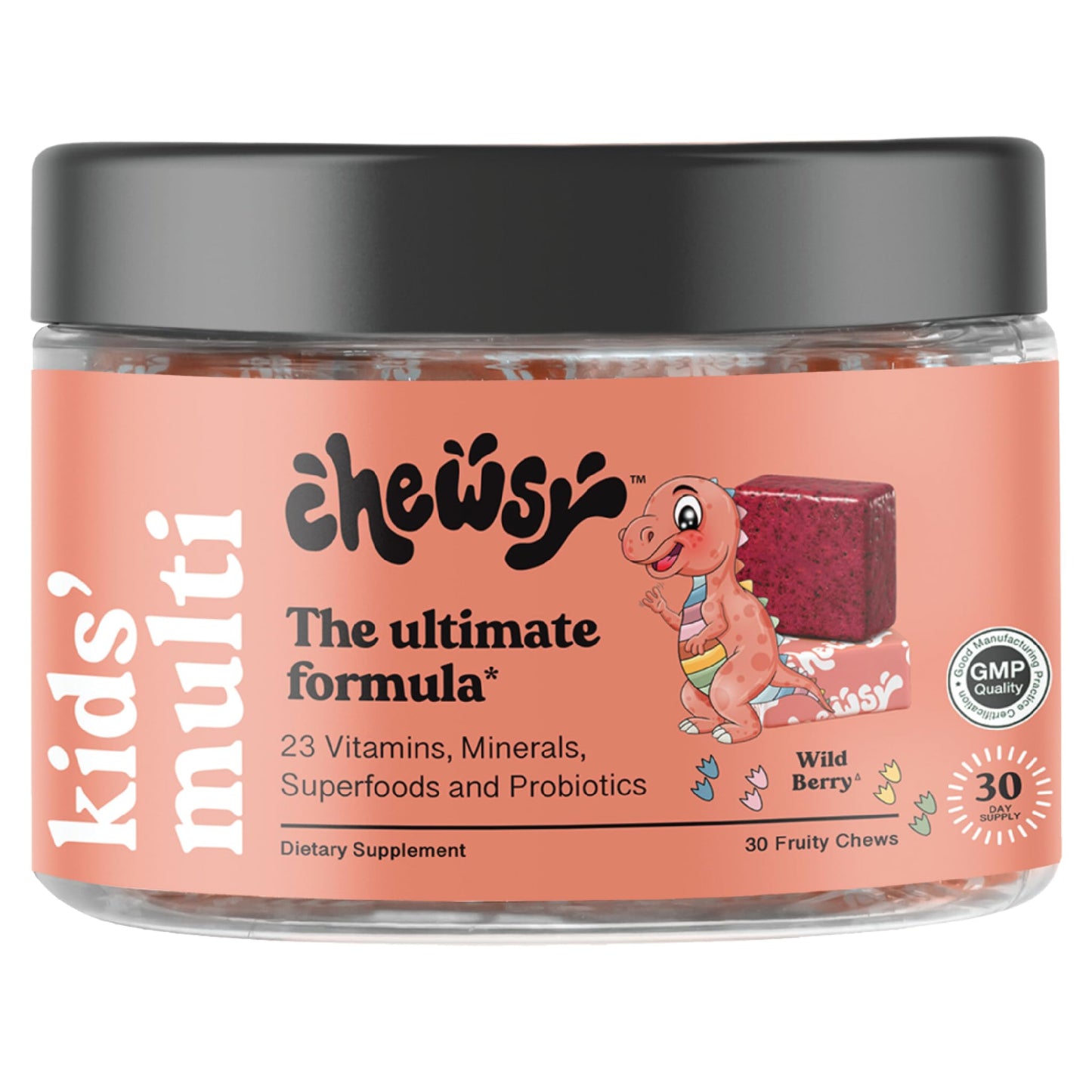 Chewsy Kids’ Multivitamin: Wild Berry Candy-Style Daily Vitamin Chews + Probiotics & Superfoods | 30-Day Supply